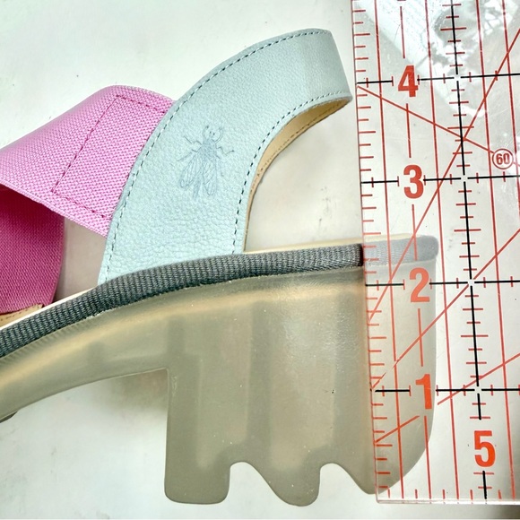 NWT Fly London Taji Sky Blue/Baby Pink Platform Sandals Size EU 40 US 9-9.5 - Picture 13 of 16